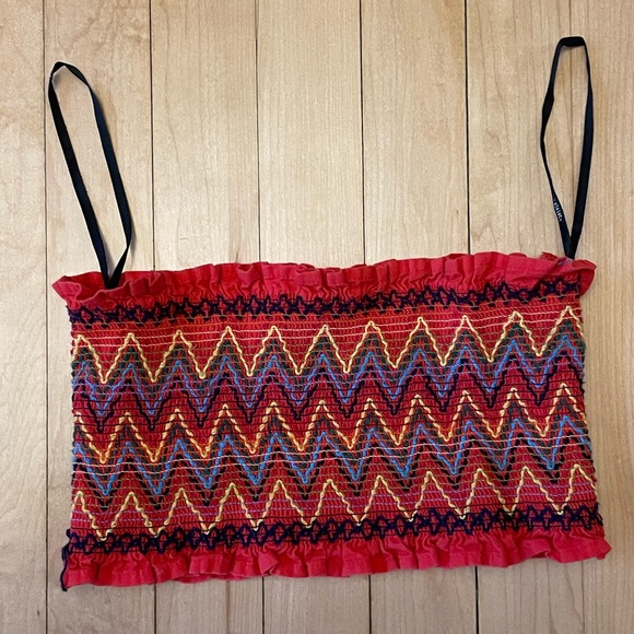 Zig Zag Colorful Pattern Ruffle Tub Top Bandeau - Picture 4 of 5